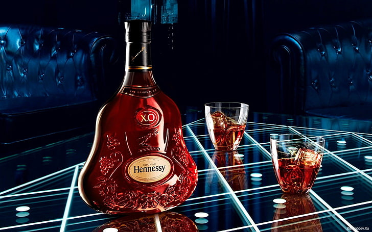 Hennessy liquor bottle, Products, Whisky, food and drink, glass, HD wallpaper