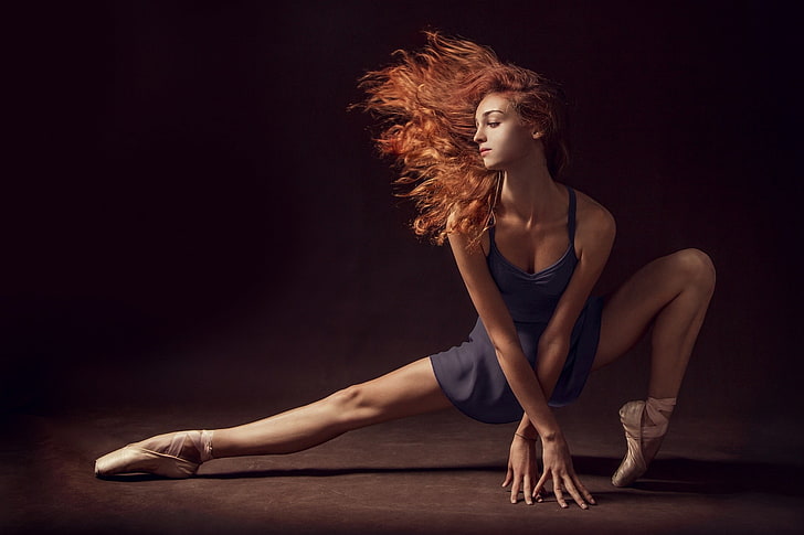 women, ballerina, redhead, legs, model, young adult, one person