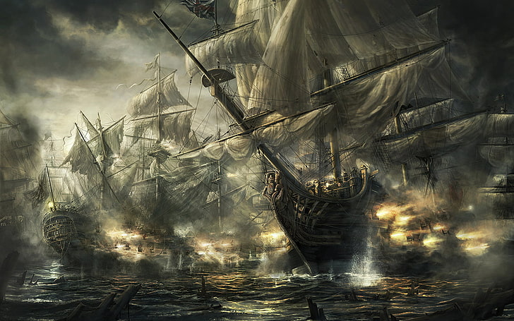 sailing ship on body of water poster, Empire: Total War, old ship, HD wallpaper