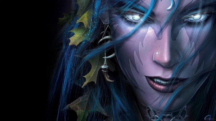 Luna Moonfang digital wallpaper, Warcraft, Night Elves, young adult