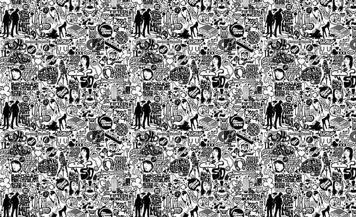Comics Black And White, doodle art, Aero, Vector Art, crowd, group of people, HD wallpaper