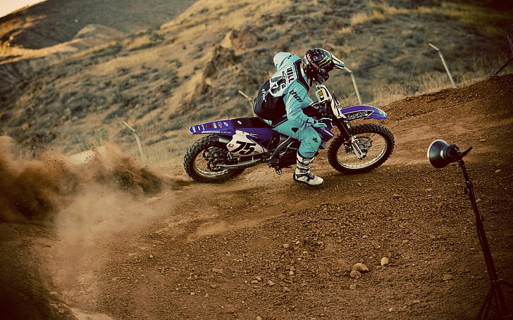 Motocross, pilot, dust, extreme sports, HD wallpaper