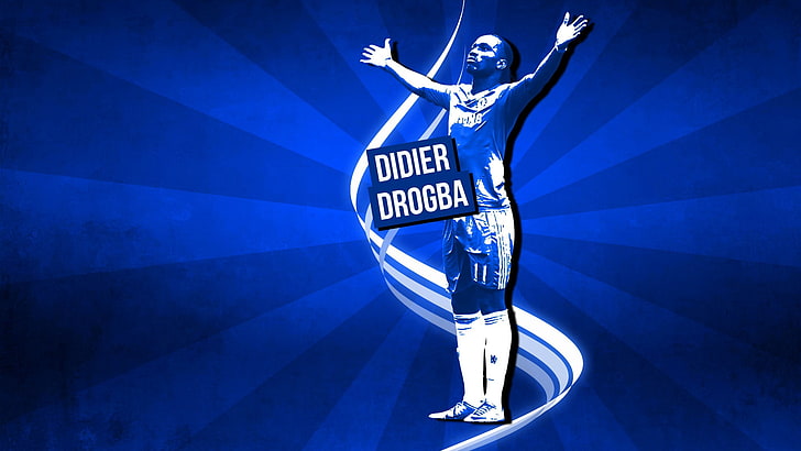 Didier Drogba wallpaper, Blues, Chelsea FC, FC Chelsea, one person, HD wallpaper