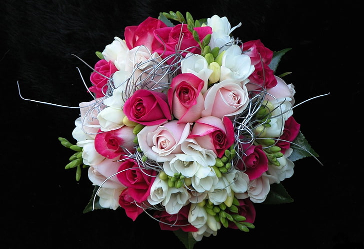 red and white rose bouquet, roses, flowers, decoration, beauty