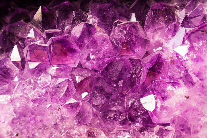 purple, violet, amethyst, gem, semi, precious, stone, full frame, HD wallpaper
