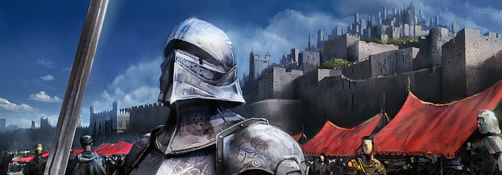 silver, shiny, armor, guards, medieval, knight, castle, HD wallpaper