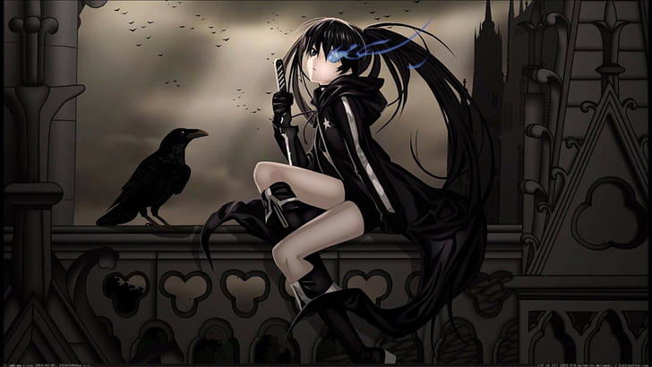 HD wallpaper: Black Rock Shooter, black outfits, anime girls, dark hair,  raven | Wallpaper Flare