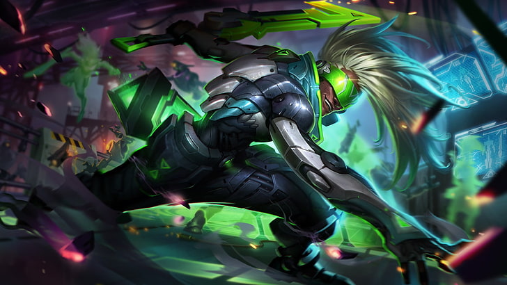 anime character in armour, League of Legends, Project Skins, Ekko, HD wallpaper