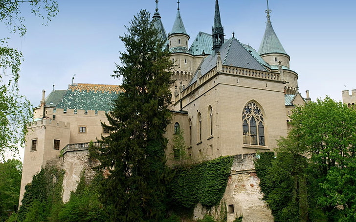 architecture, castle, nature, landscape, trees, forest, Slovakia, HD wallpaper