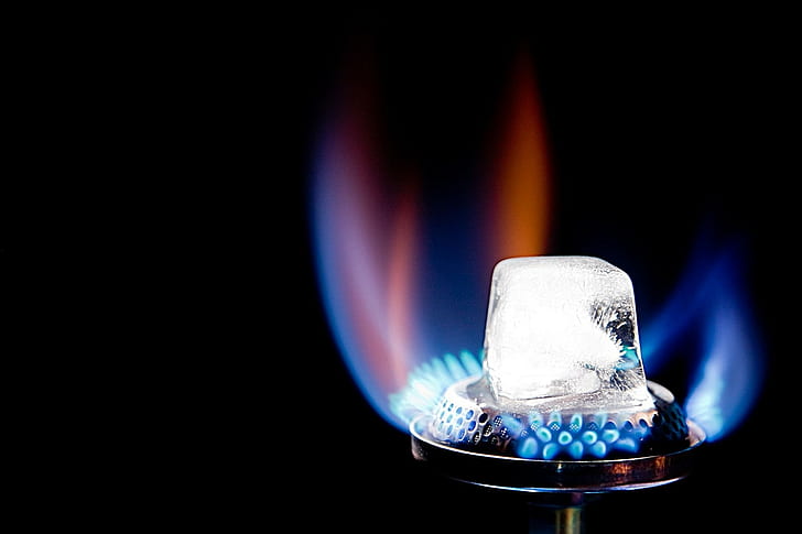 fire, ice cubes