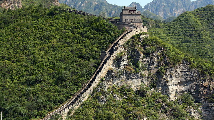 China, nature, Great Wall of China, forest, landscape