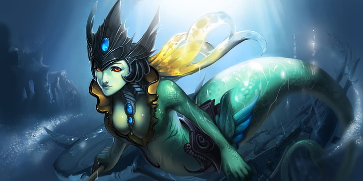 mermaid wallpaper, sea, tail, nami, lol, League of Legends, Tidecaller