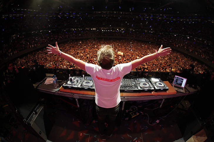white and pink hair straightener, Armin van Buuren, DJ, trance, HD wallpaper