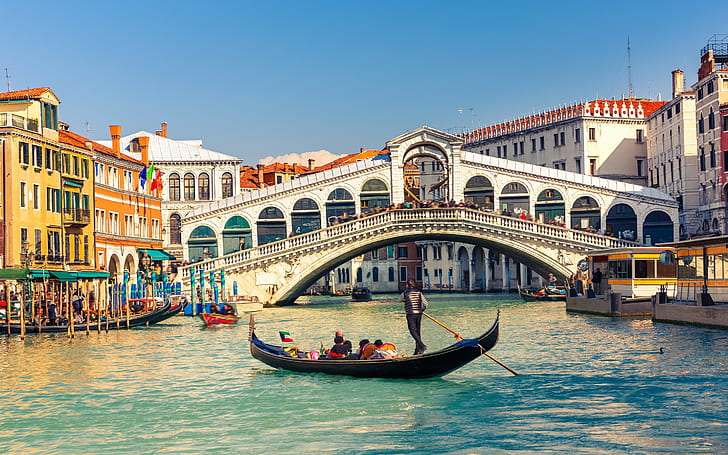 Rialto Bridge, Venice, Italy, grand canal at venice, building, HD wallpaper