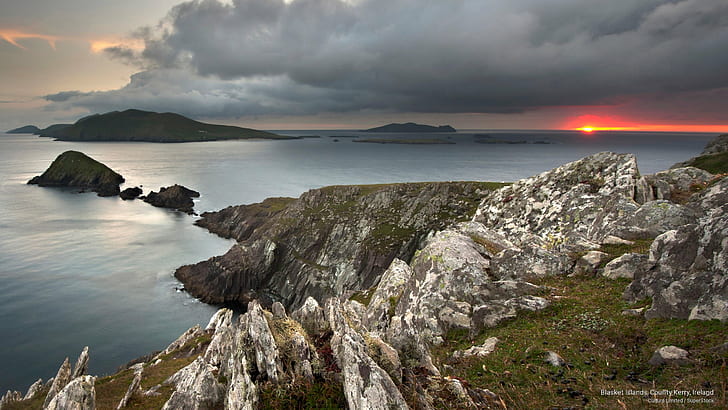 Blasket Islands, County Kerry, Ireland, Sunrises/Sunsets, HD wallpaper