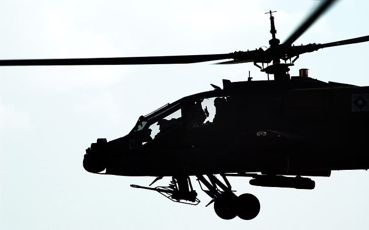 black helicopter artwork, AH-64 Apache, attack helicopters, military