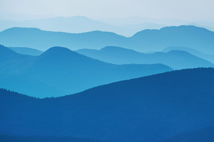 mountain range, Mountains, Lake Placid, Minimal, Blue, 4K, HD wallpaper