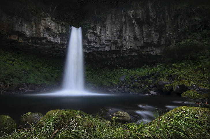 waterfalls surrounded with rocks, shizuoka, japan, shizuoka, japan, HD wallpaper