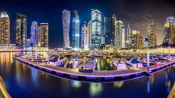 Dubai Marina, office building exterior, skyscraper, architecture, HD wallpaper