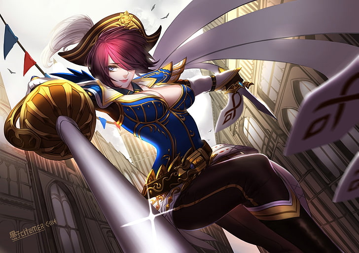 Fiora (League of Legends), low angle view, representation, art and craft, HD wallpaper