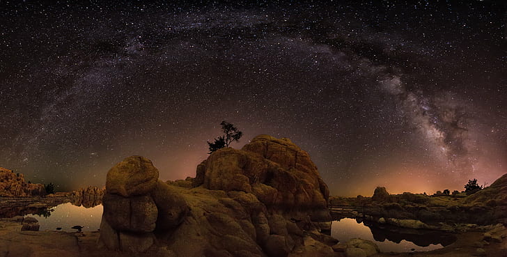 landscape photography of rocky mountain and stars, MPW, SFW, Prescott  AZ, HD wallpaper