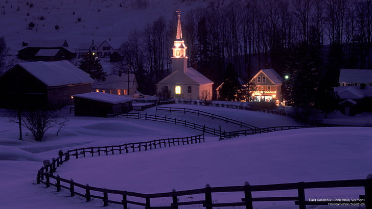 East Corinth at Christmas, Vermont, Holidays, HD wallpaper
