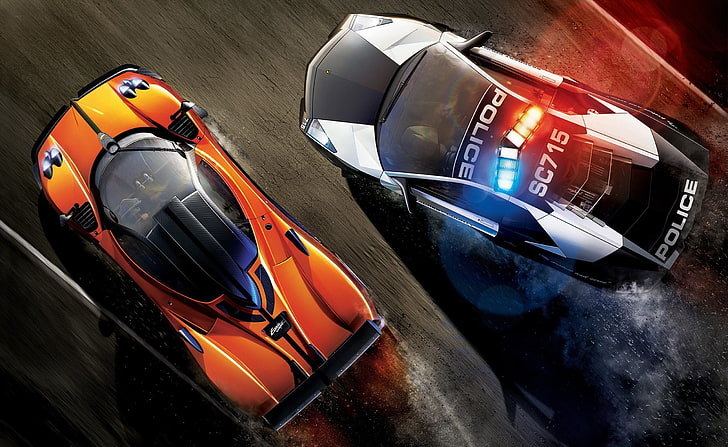 High Speed Chase, two orange and gray cars wallpaper, Games, Need For Speed, HD wallpaper