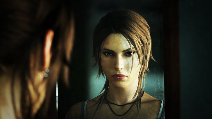 video game screenshot, Lara Croft, Tomb Raider, portrait, headshot