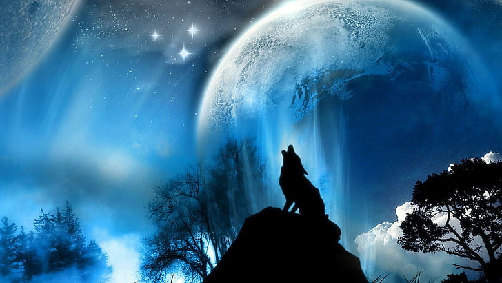 fantasy art, wolf, HD wallpaper