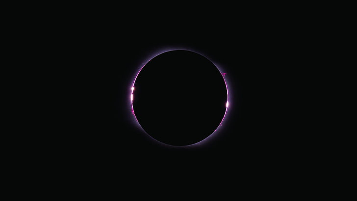 solar eclipse illustration, abstract, minimalism, space art, black background