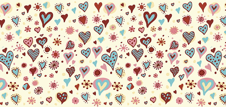 multicolored hearts digital wallpaper, background, pattern, surface