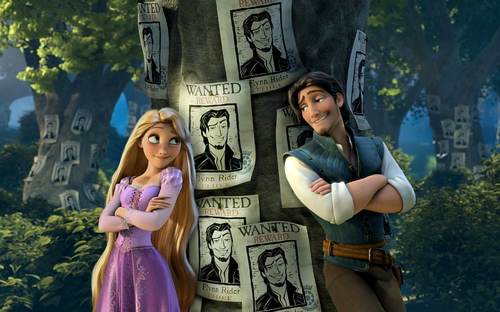 Rapunzel and Flynn Rider, forest, hair, Princess, the robber, HD wallpaper