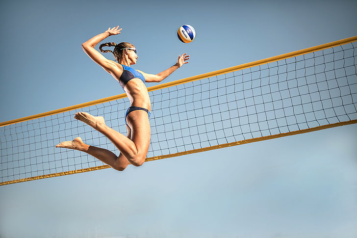 mesh, jump, the ball, athlete, volleyball