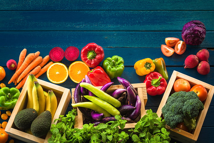 greens, fruit, vegetables, fruits, cuts, assorted, HD wallpaper
