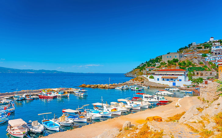 Hydra Island And Greece Aegean Sea Between Saronic Gulf And Argolis Bay Wallpaper For Desktop 3840×2400
