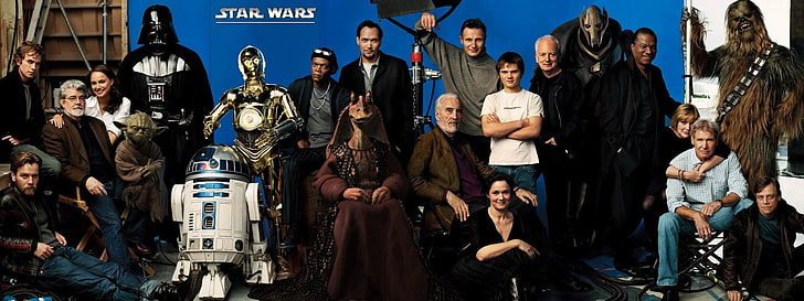 Star Wars, C-3PO, Cast, Chewbacca, Darth Vader, General Grievous, HD wallpaper
