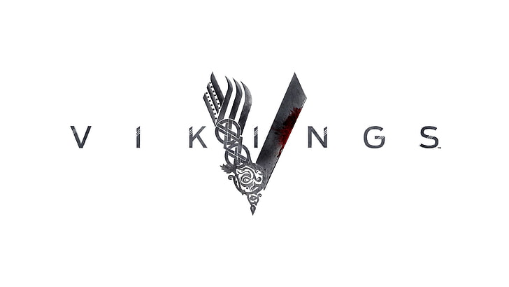 Vikings wallpaper, Vikings (TV series), logo, white background