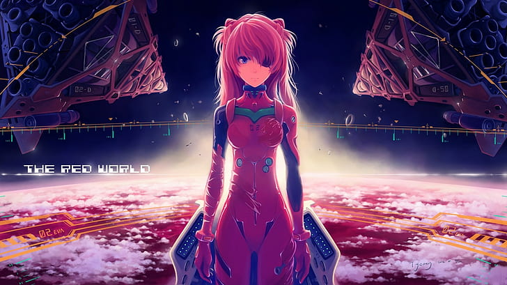 Neon Genesis Evangelion, anime, Asuka Langley Soryu, space, HD wallpaper