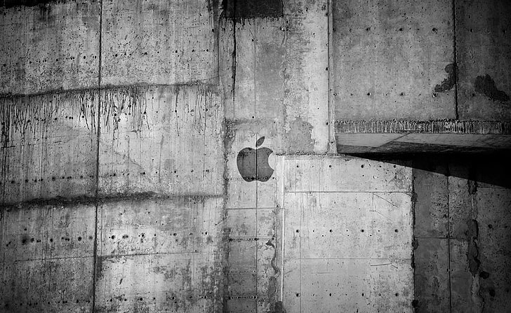 Apple Logo Concrete Wall, Apple logo, Computers, Mac, wall - building feature, HD wallpaper