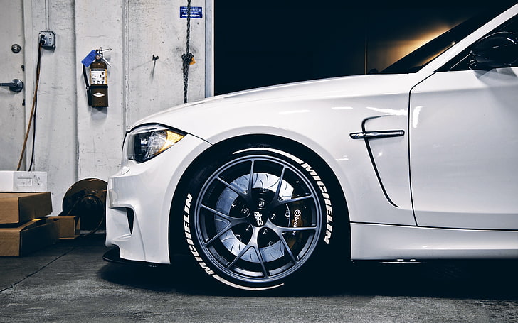 white vehicle, BMW, BMW M1 Coupe, Brembo, Michelin, BBS, car