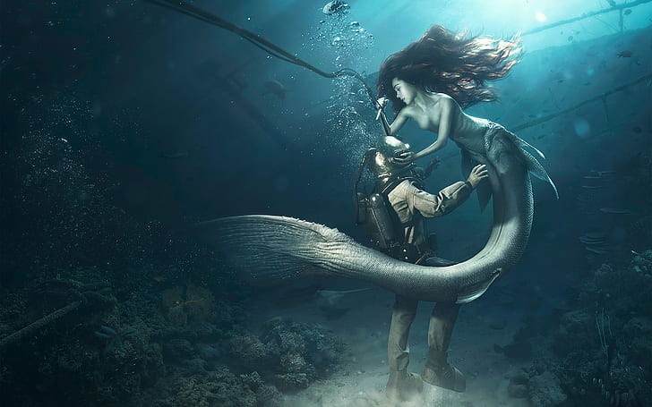 Diver the Mermaid, HD wallpaper