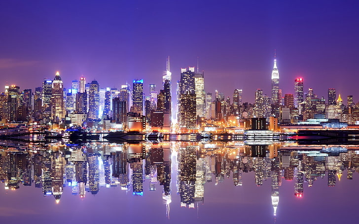 city, reflection, New York City, building exterior, skyscraper, HD wallpaper