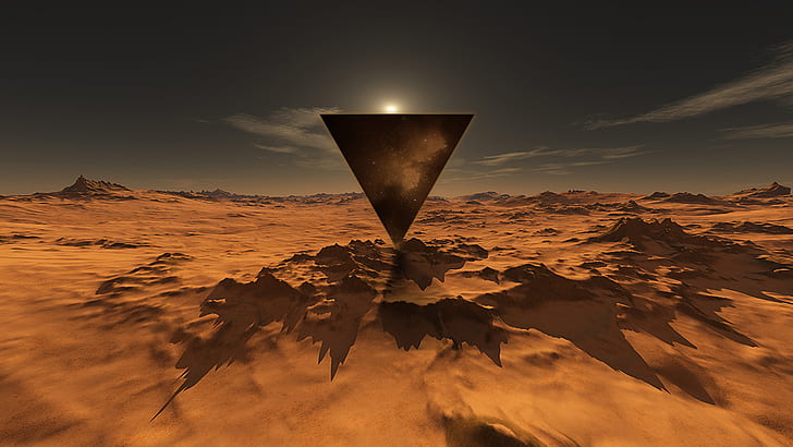 desert, triangle, sky, nature, no people, digital composite