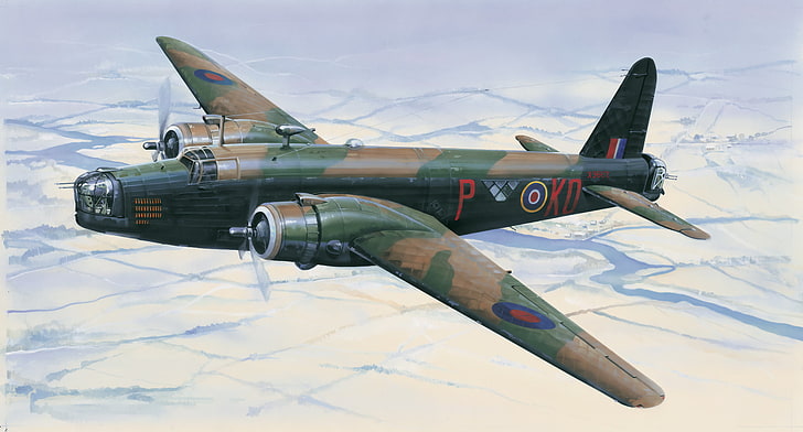 brown and green plane, aircraft, war, art, airplane, painting, HD wallpaper