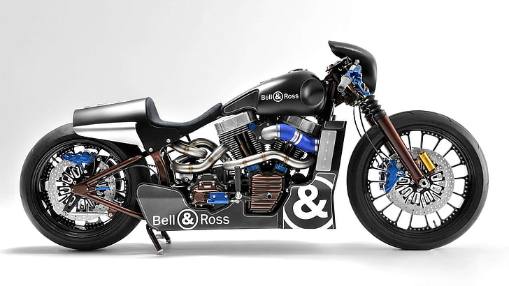 black Bell & Ross cruiser motorcycle, Harley-Davidson, bell&amp;ross