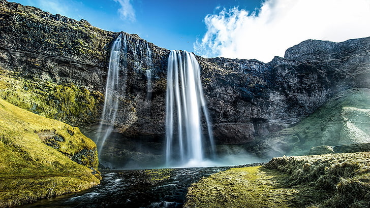 long exposure, waterfall, scenics - nature, beauty in nature, HD wallpaper