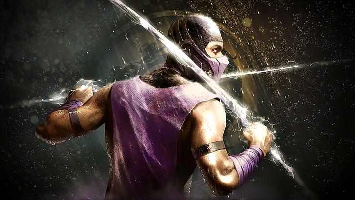 Mortal Kombat, rain, scorpion, HD wallpaper
