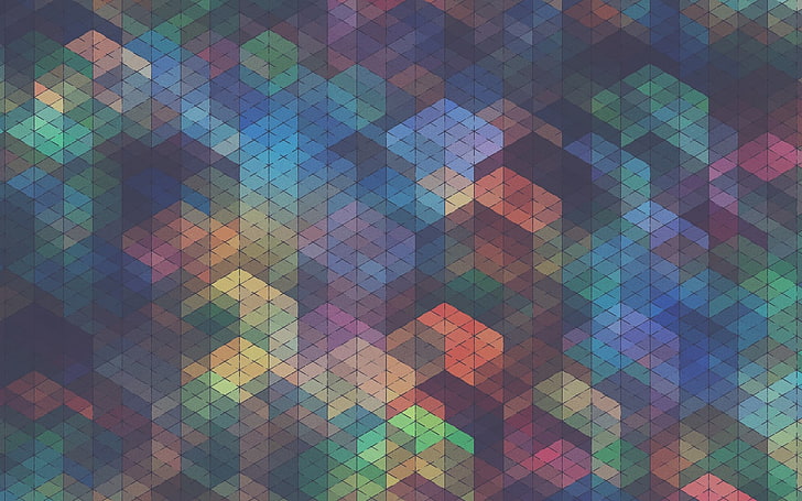 multicolored geometric wallpaper, colorful, anime, abstract, Simon C. Page, HD wallpaper