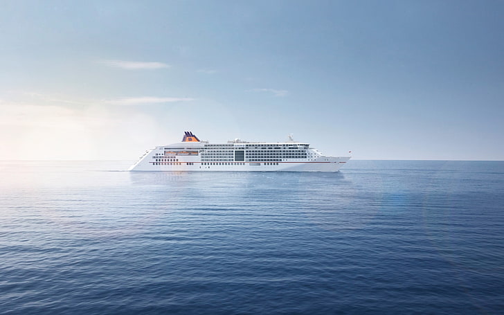 white cruiser ship, water, cruise ship, sea, nautical vessel, HD wallpaper