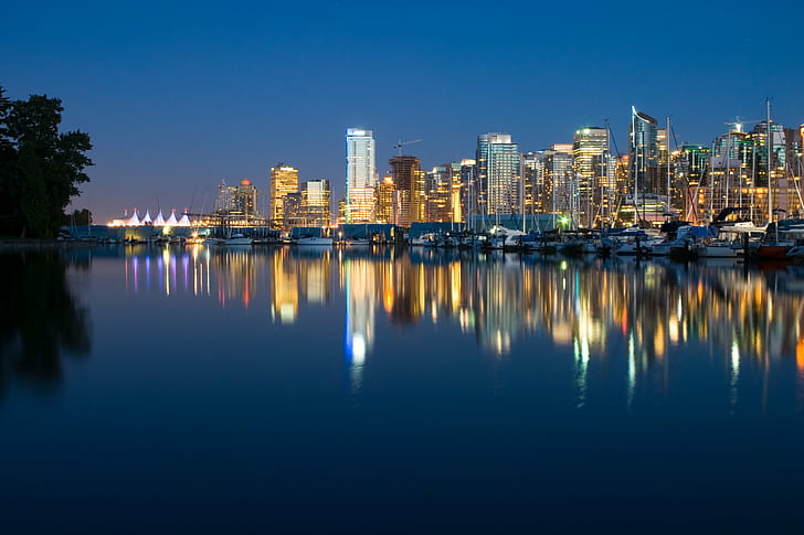 photo of city near calm body of water, vancouver, vancouver, Reflections